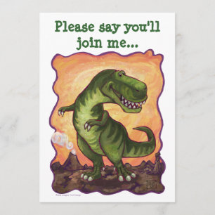 Gullig inbjudan för T-Rex Dinosaurfödelsedagsfest