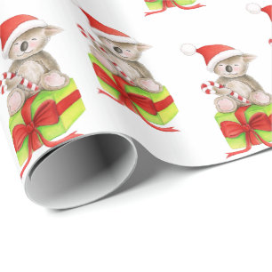 Gullig inpackning för jul för koala- och presentpapper