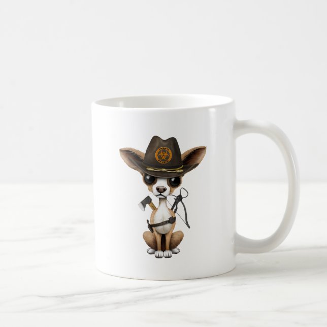 Gullig jägare för ChihuahuavalpZombie Kaffemugg (Höger)