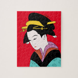 Gullig japansk Geisha Pussel