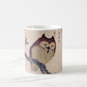 Gullig japansk le uggla kaffemugg