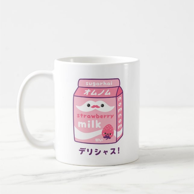 Gullig jordgubbemjölk kaffemugg (Vänster)