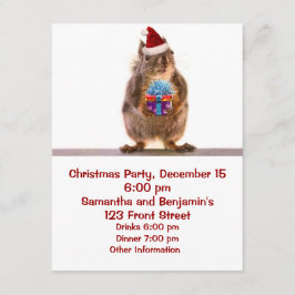 Gullig jul ekorre och gåva inbjudningar