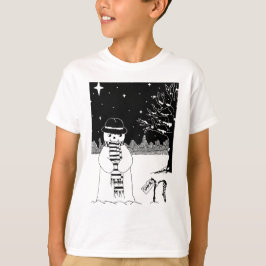 Gullig jul för snögubbesvart- & vitillustration t-shirt