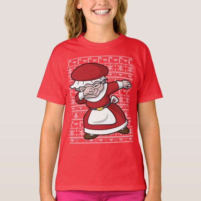 Gullig jul som baddar Fru Claus T Shirt (Framsida)
