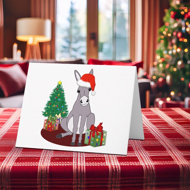 Gullig julåsna helgkort (Cute Christmas Donkey Blank Note Holiday Card)