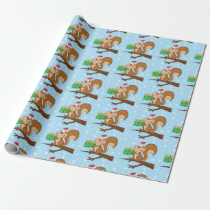 Gullig julekorre som slår in papper presentpapper