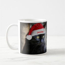 Gullig julkatt, skräddarsy w-namn på den Santa Kaffemugg