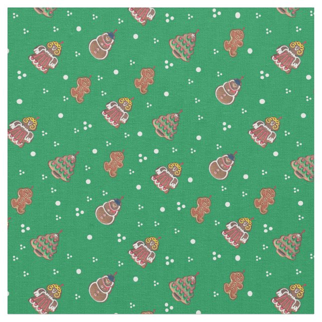 Gullig julpepparkakadesign tyg (Närbild)