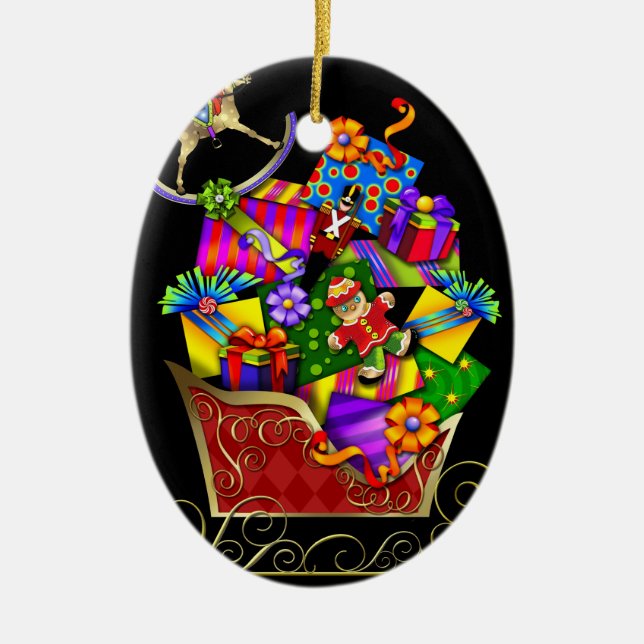 Gullig julprydnad julgransprydnad keramik (Framsidan)