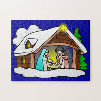 Gullig jultecknadNativity Pussel