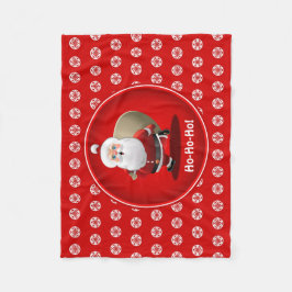 Gullig jultomten med en säckfullt av gåvor fleecefilt