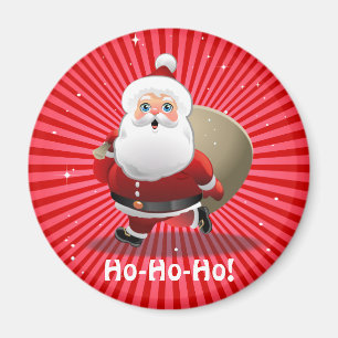 Gullig jultomten med en säckfullt av presenter magnet