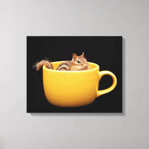 Gullig kaffekoppjordekorre canvastryck