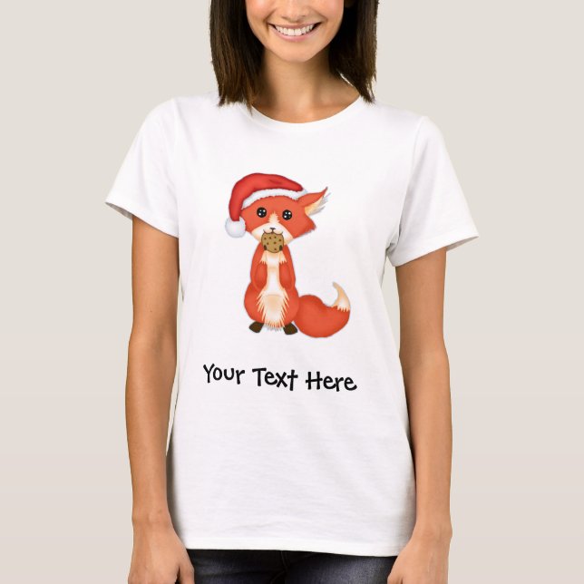 Gullig kakaräv som ha på sig en Santa hatt Tee (Framsida)