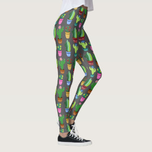 Gullig kaktus i Plantersmönster Leggings