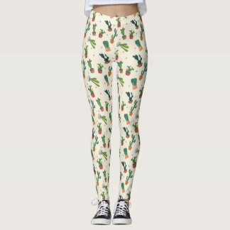 Gullig kaktustryckdamasker leggings