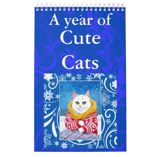Gullig kalender för kattkonstillustrationer (Omslag)