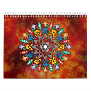 Gullig kalender för mandalafärgläggningbok