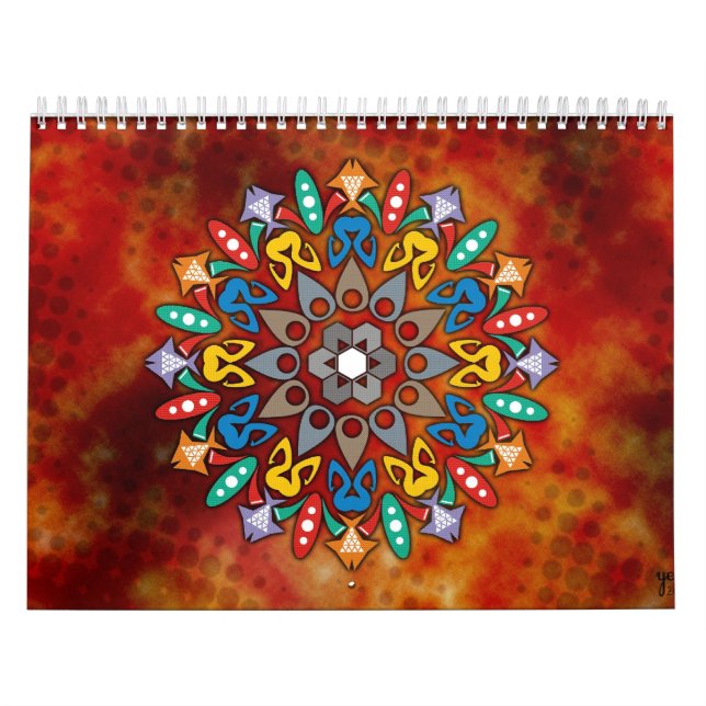 Gullig kalender för mandalafärgläggningbok (Omslag)