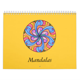 Gullig kalender för mandalafärgläggningbok