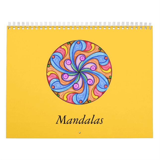 Gullig kalender för mandalafärgläggningbok (Omslag)