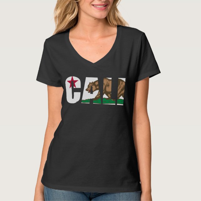 Gullig Kalifornien Cali flagga Tee (Framsida)