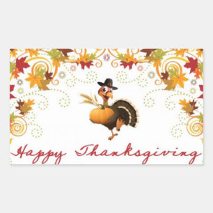 gullig kalkonklistermärke för happy thanksgiving rektangulärt klistermärke