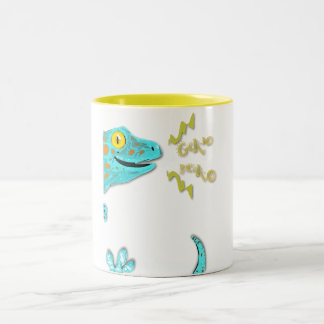 Gullig kallande Tokay "för Gekko gecko" Gecko Två-Tonad Mugg (Center)
