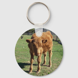 Gullig kalv Keychain Nyckelring