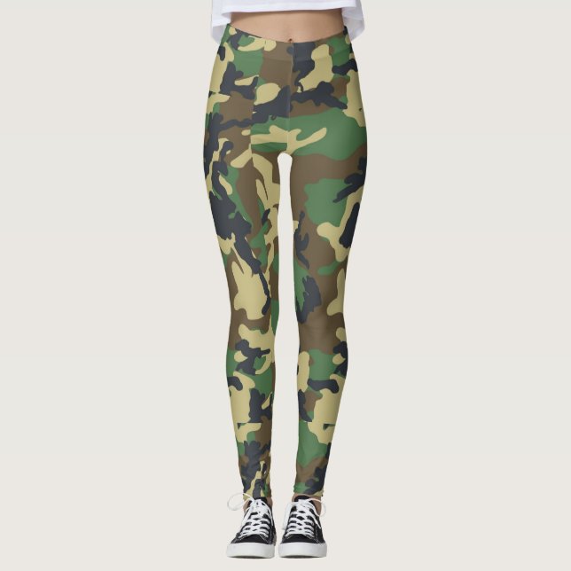 Gullig kamouflagedamasker leggings (Framsida)