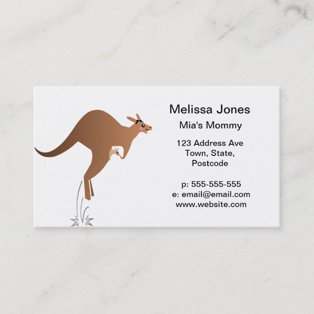 Gullig känguru med bebiset i påse (Framsida)