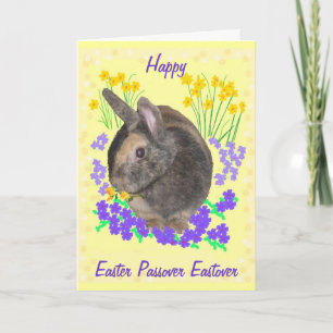 Gullig kanin- och blommapåsk, påskhögtid, Eastover Helgkort