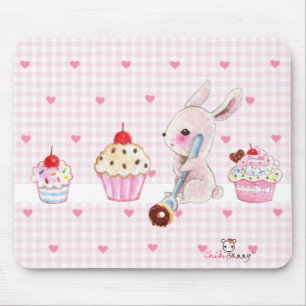 Gullig kanin- och kawaiimuffins musmatta