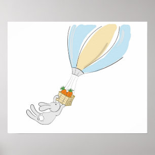 Gullig kaninaffisch (flyget för morötter) poster