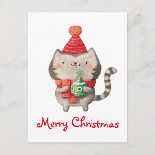 Gullig katt för jul helg vykort