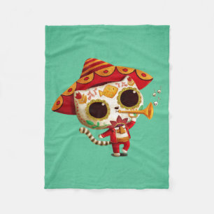 Gullig katt för mexicansk El-mariachi Fleecefilt