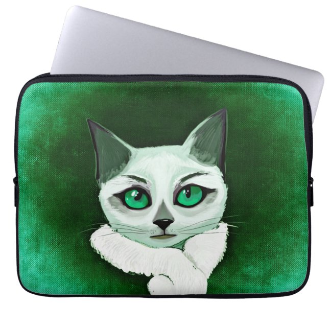 Gullig katt med inställninglaptop sleeve (Framsidan)