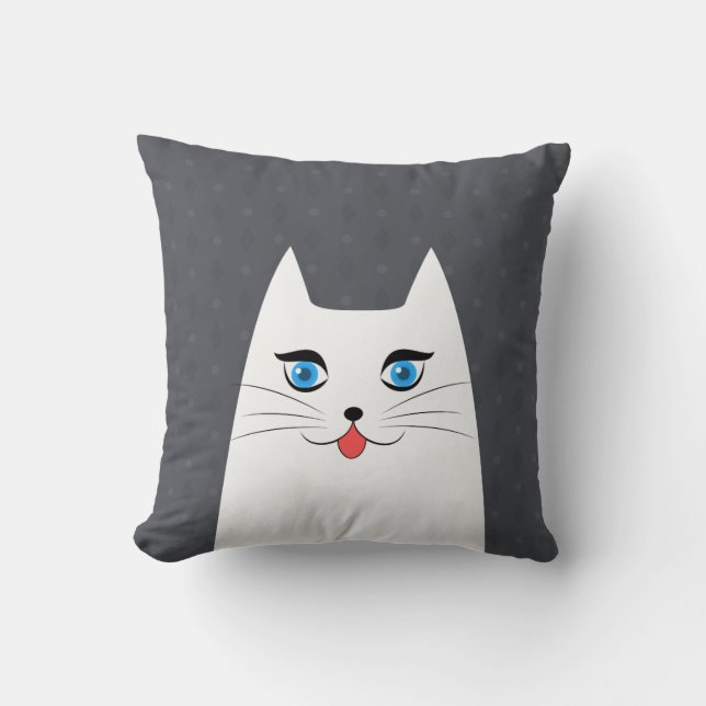 Gullig katt med tungan som ut klibbar kudde (Framsida)