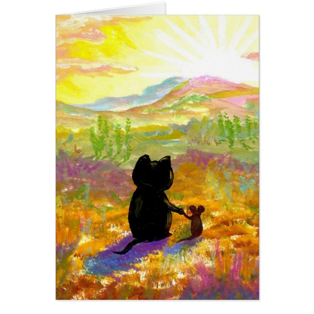 Gullig katt- och musöken som målar Creationarts OBS Kort (Framsidan)