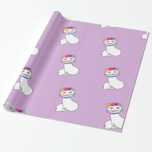 gullig katt som slår in papper presentpapper