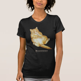 gullig katt som sovar ljust rödbrun t shirt