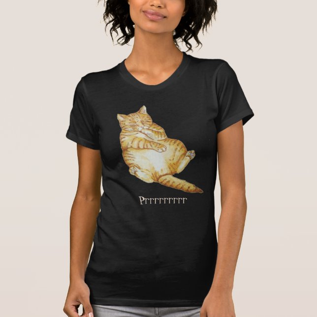 gullig katt som sovar ljust rödbrun t shirt (Framsida)