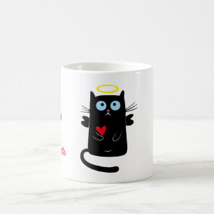 Gullig kattängel med hjärtapersonlignamn kaffemugg