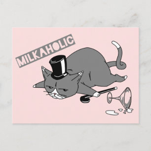 Gullig kattBaron Vitsa Illustration   "Milkaholic Vykort