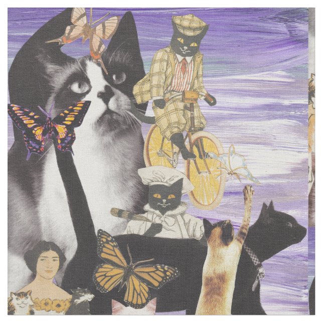 Gullig kattCollage 4 Tyg (Närbild)