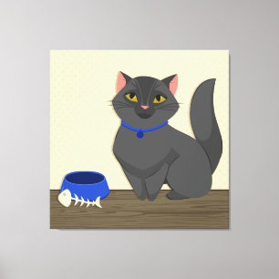 Gullig kattillustration canvastryck