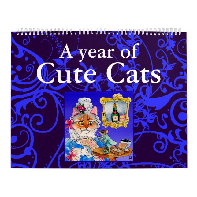 Gullig kattillustrationkalender kalender (Omslag)