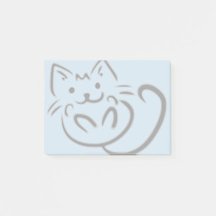 Gullig kattteckning post-it block