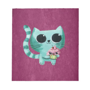 Gullig kattunge med den Kawaii muffinen Anteckningsblock